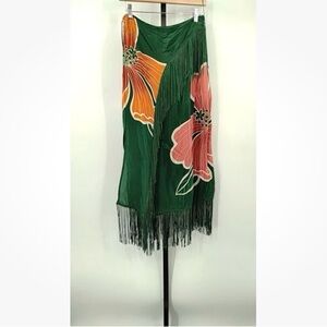 NWT Farm Rio Honolulu Flowers Wrap Skirt with Fringe